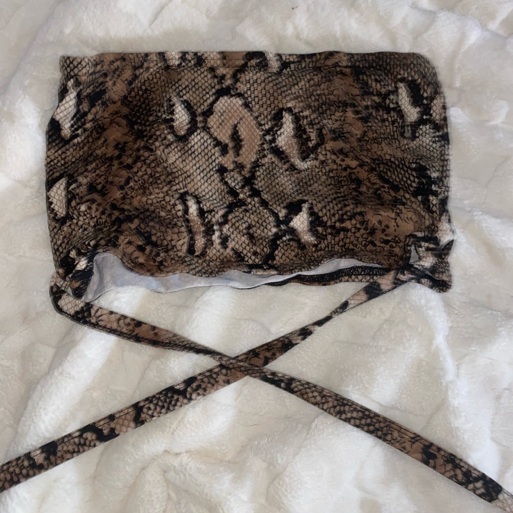Shein tie snake skin pattern tube top